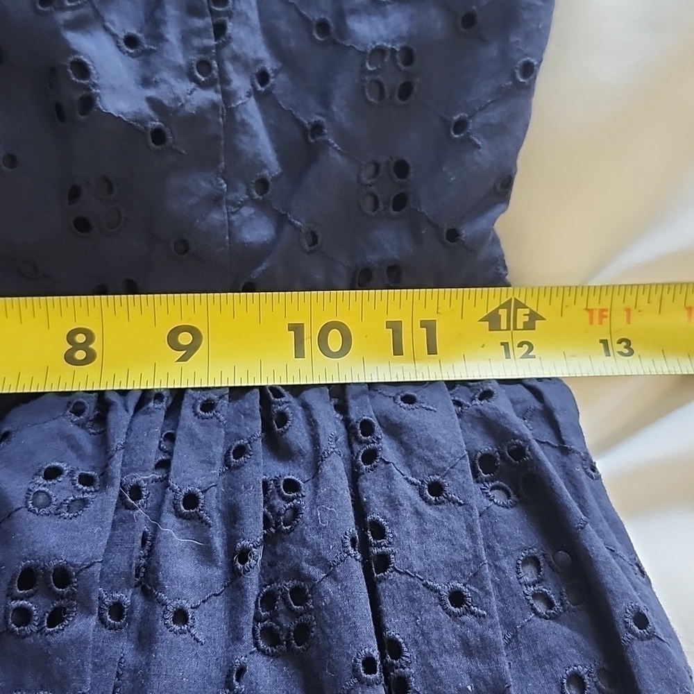 J. Crew Factory Navy Blue Eyelet Lace Sleevless Shirt Dress XXSMALL - Picture 14 of 15